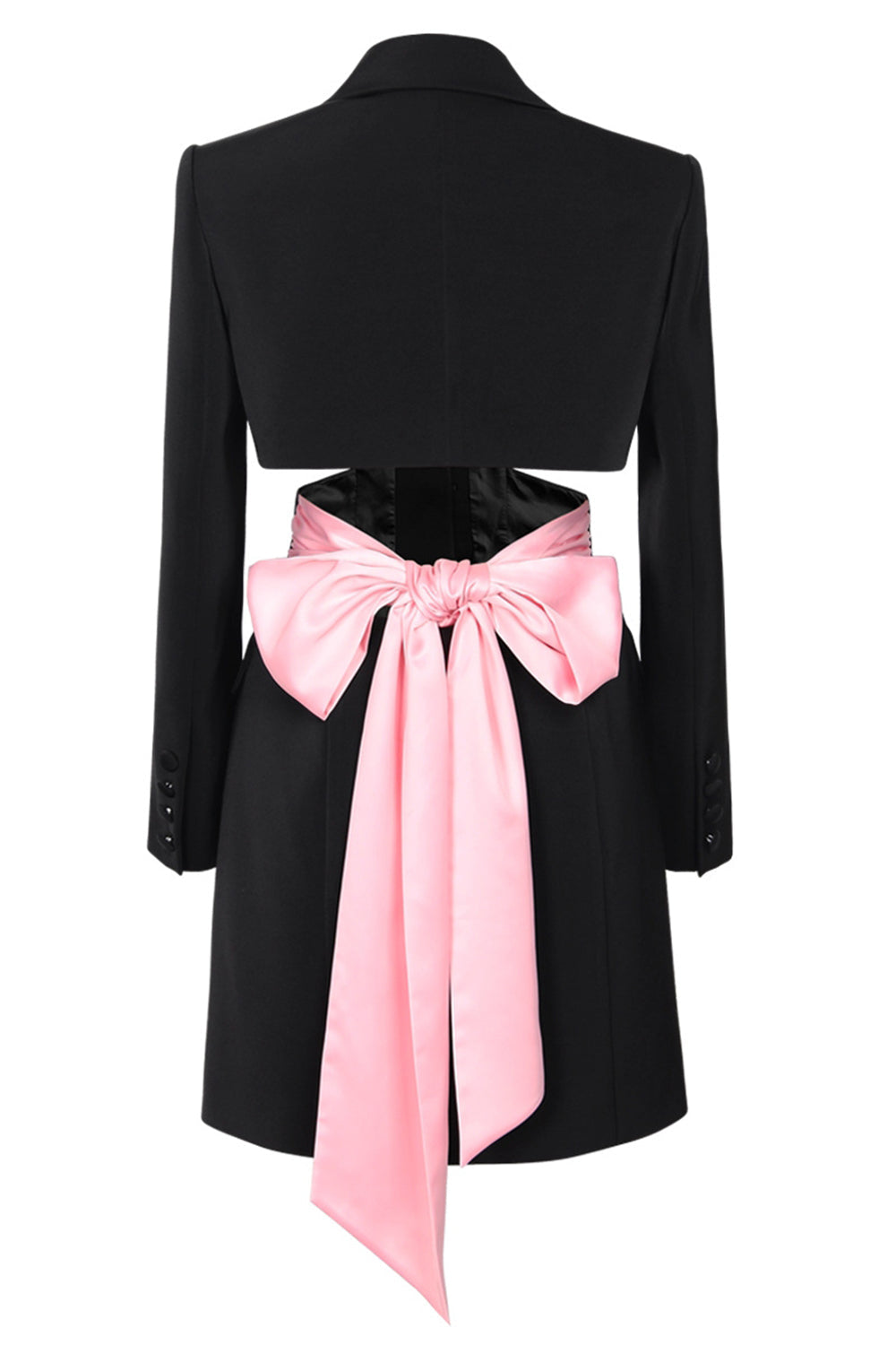 Black Notched Lapel Cut Out Women Formal Suits with Bow