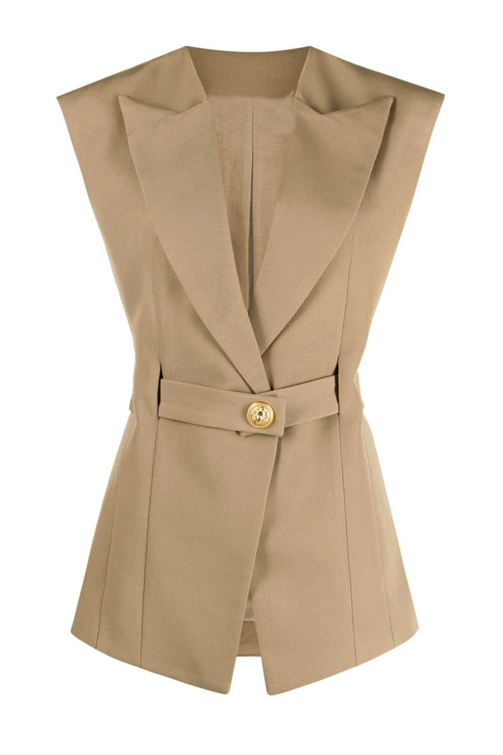 White Peak Lapel Sleeveless Satin Women Formal Blazer