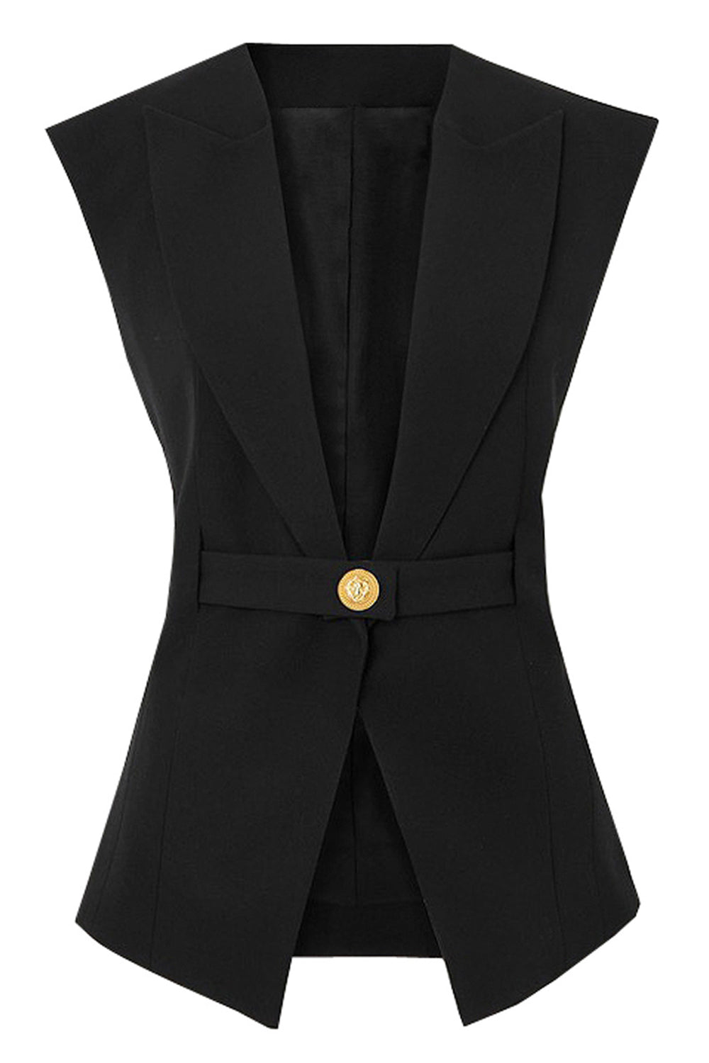 White Peak Lapel Sleeveless Satin Women Formal Blazer