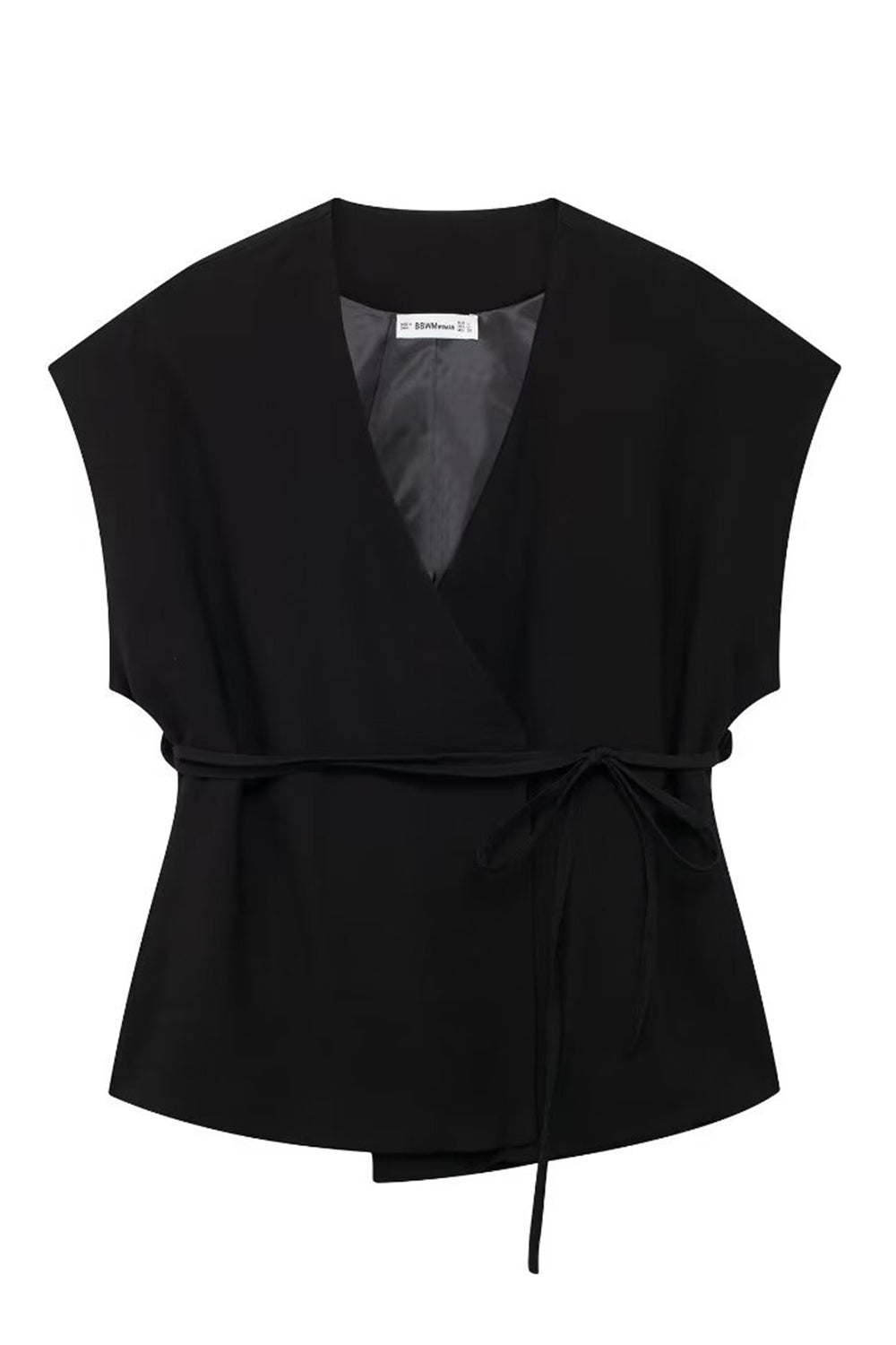 Black 2 Piece Sleeveless V Neck Women Formal Suits with Strings