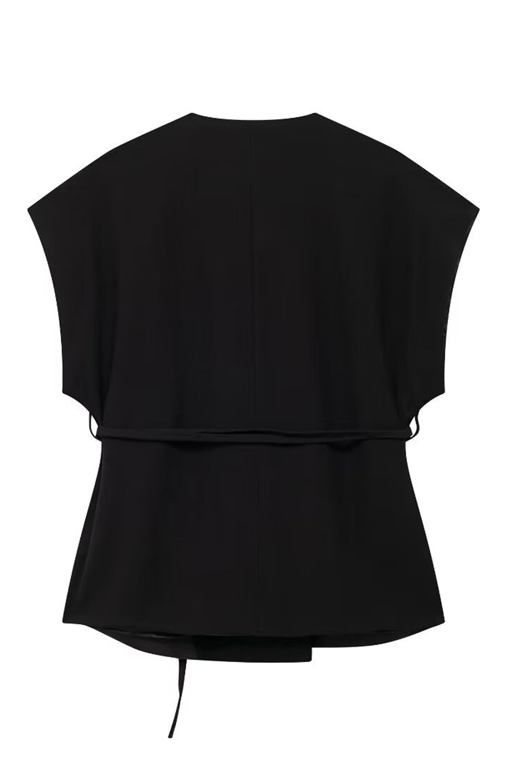 Black 2 Piece Sleeveless V Neck Women Formal Suits with Strings