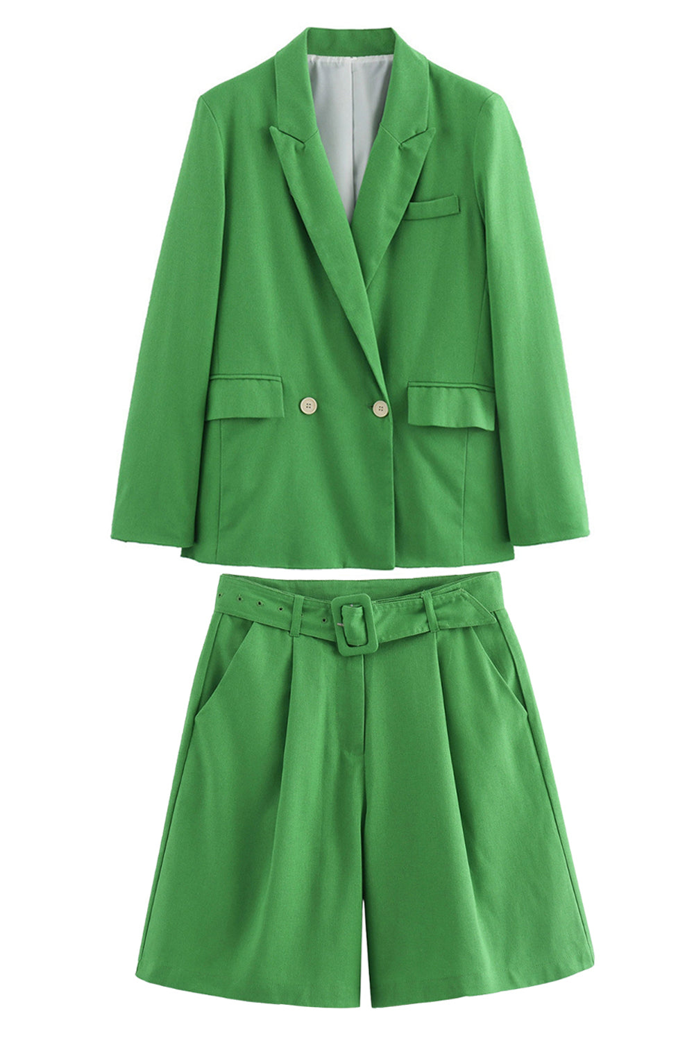 Green 2 Piece Peak Lapel Double Breasted Women Formal Suits