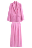 Pink 2 Piece Notched Lapel Satin Women Formal Suits