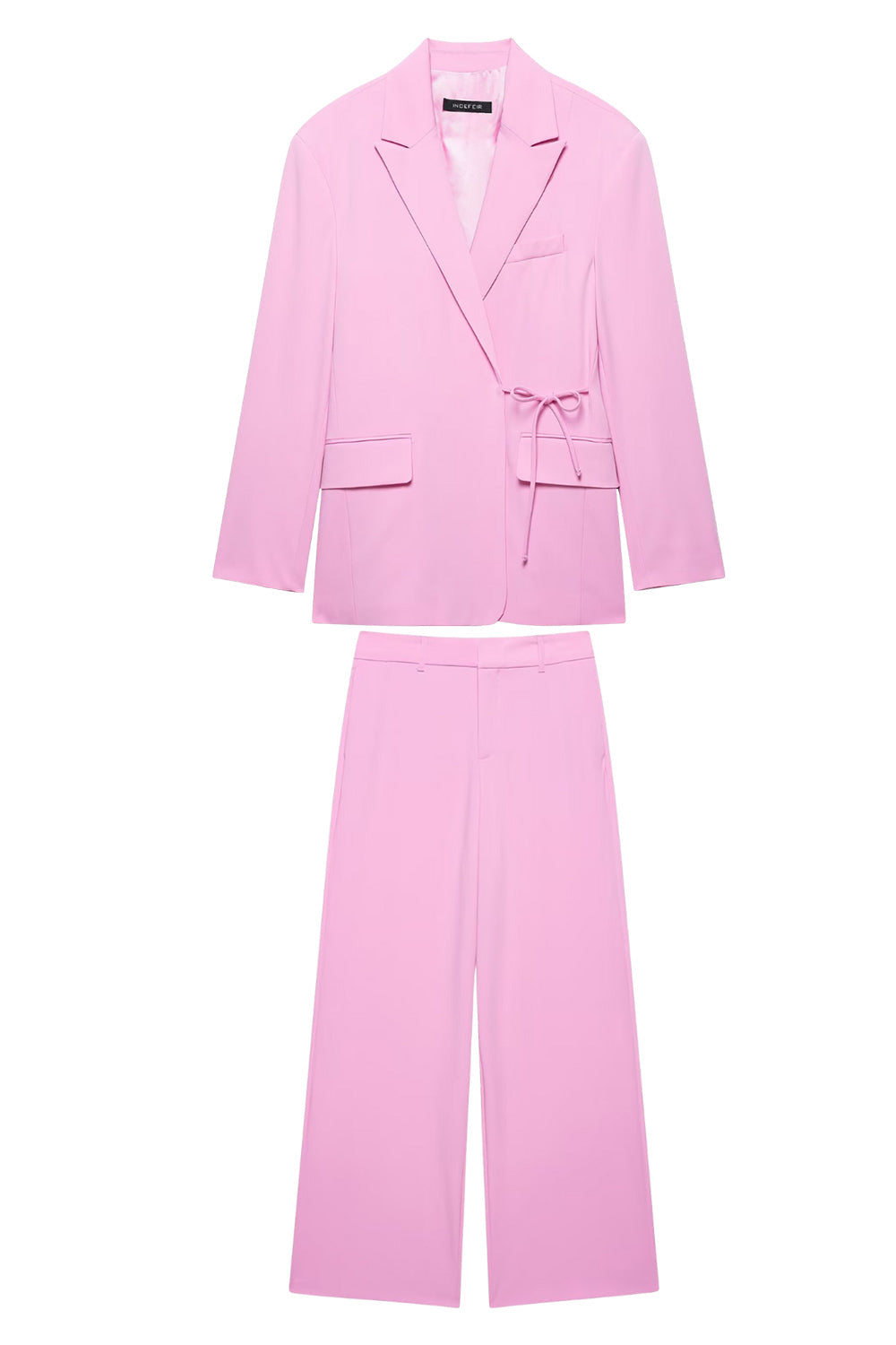 Pink 2 Piece Peak Lapel Women Formal Suits with Strings