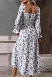 Black Yellow Floral A Line Long Summer Dress with Long Sleeves