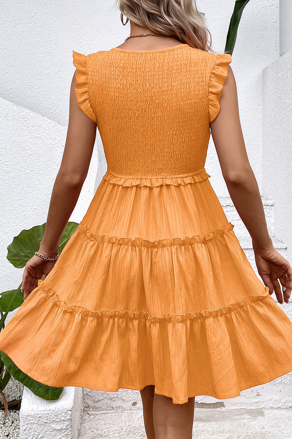 Black V-Neck A Line Short Summer Dress with Ruffles