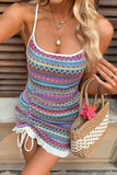 Colorful Bodycon Ruffled Short Summer Dress with Drawstring