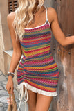 Colorful Bodycon Ruffled Short Summer Dress with Drawstring