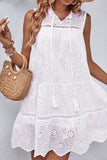 White A Line Round Neck Short Summer Dress