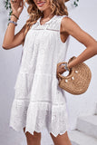 White A Line Round Neck Short Summer Dress