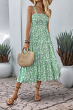 Black Floral A Line Square Neck Long Summer Dress
