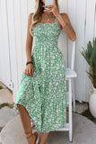 Black Floral A Line Square Neck Long Summer Dress