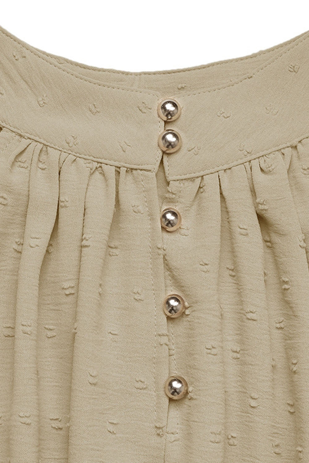 Kahki A Line High Neck Ruffled Short Summer Dress with Sash