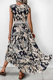 Black Printed A Line Ruffled High-Low Summer Dress