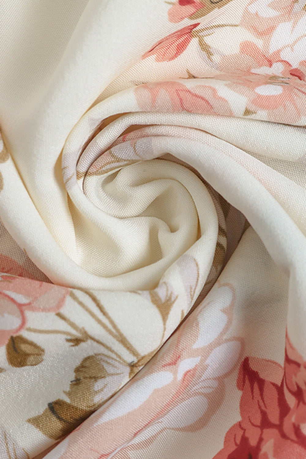 Apricot Floral Printed V Neck A Line Long Summer Dress