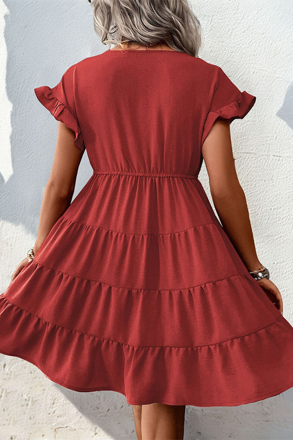 Red Simple A Line Short Sleeves Summer Dress