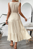 Apricot A Line V Neck Long Summer Dress with Sash