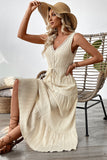 Apricot A Line V Neck Long Summer Dress with Sash
