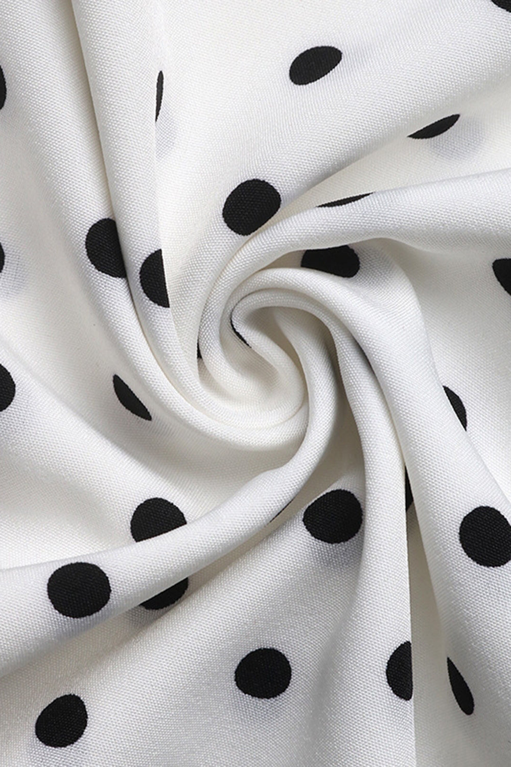 White Black High Neck A Line Long Polka Dot Dress with Bow