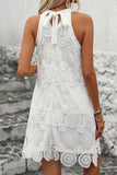 White Lace Halter A Line Mini Summer Dress