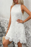 White Lace Halter A Line Mini Summer Dress