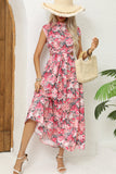 Blush Red Flower Halter A Line Long Summer Dress