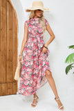 Blush Red Flower Halter A Line Long Summer Dress