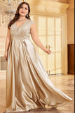 Blush Pink Satin A Line Plus Size Long Mother Of The Bride Dress
