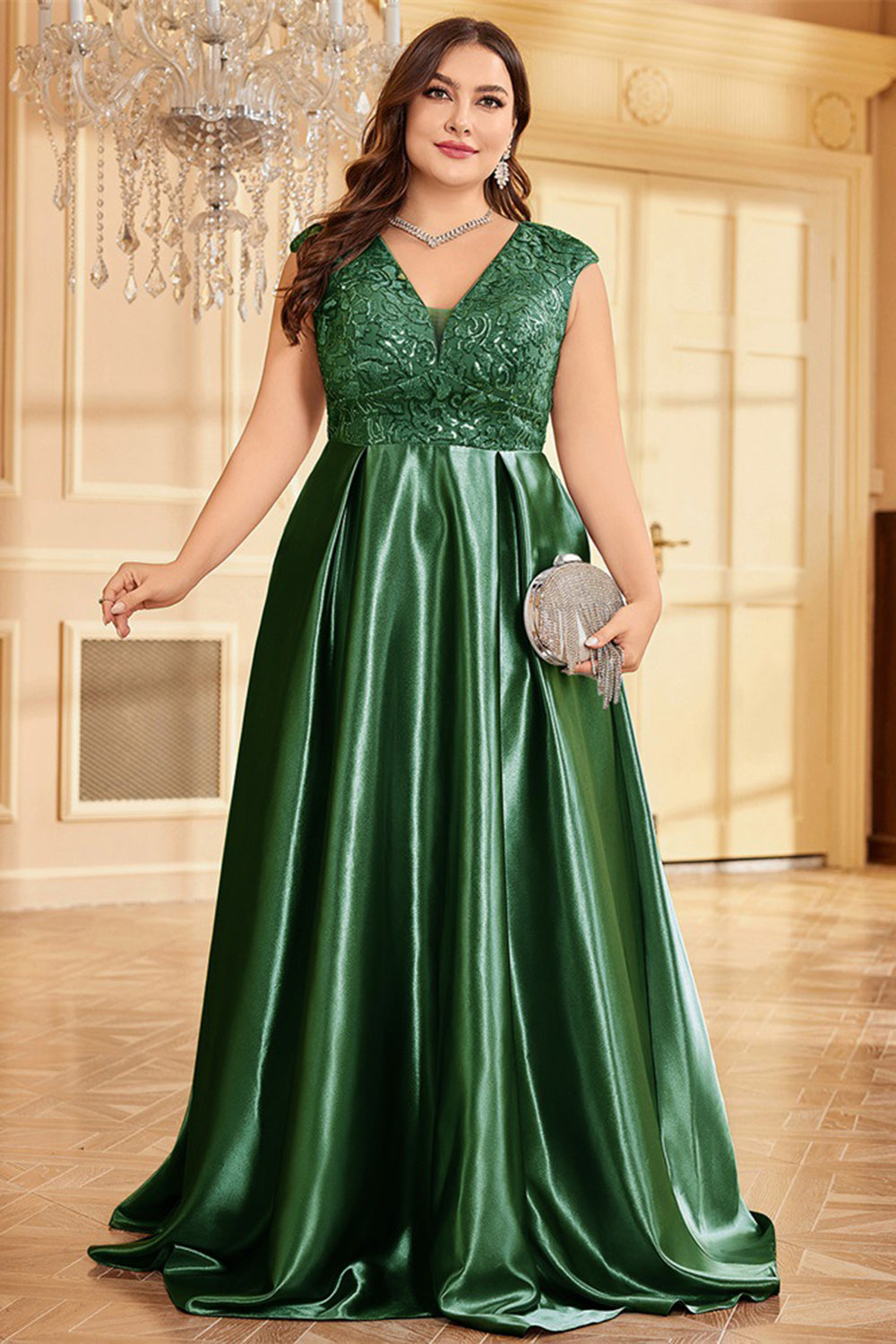 Blush Pink Satin A Line Plus Size Long Mother Of The Bride Dress