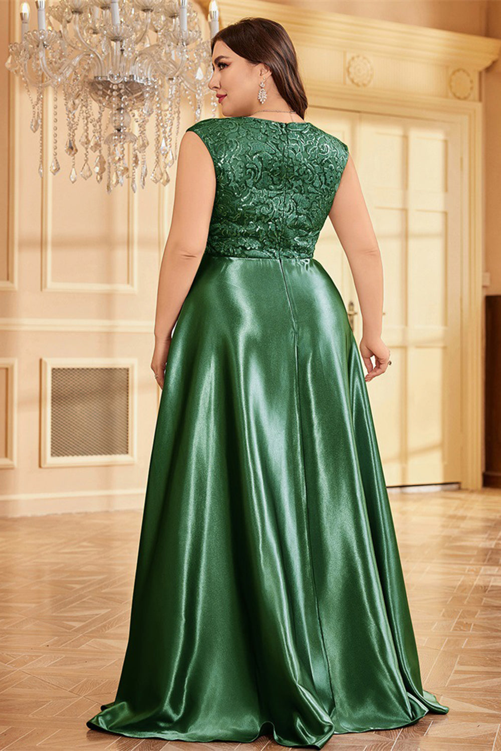 Blush Pink Satin A Line Plus Size Long Mother Of The Bride Dress