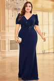 Dark Green Satin Mermaid Plus Size Long Mother Of The Bride Dress