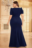 Dark Green Satin Mermaid Plus Size Long Mother Of The Bride Dress