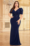 Dark Green Satin Mermaid Plus Size Long Mother Of The Bride Dress
