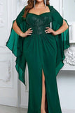 Sparkly Black Sheath Long Mother of the Bride Dress with Slit