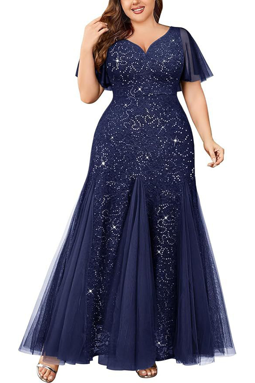 Sparkly Black Plus Size Long Mother of the Bride Dress with Appliques