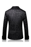 Black Jacquard Peak Lapel One Button 2 Pieces Men Formal Suit