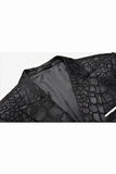 Black Jacquard Peak Lapel One Button 2 Pieces Men Formal Suit