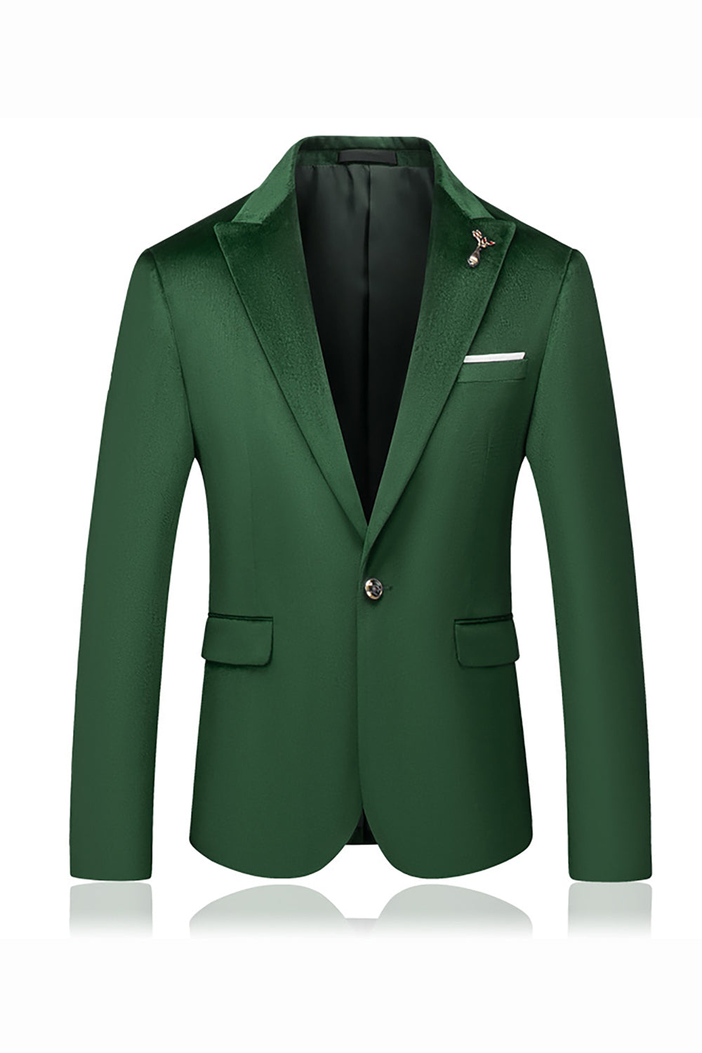 Green Peak Lapel Slim Fit One Button Men's Formal Blazer
