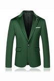 Green Peak Lapel Slim Fit One Button Men's Formal Blazer