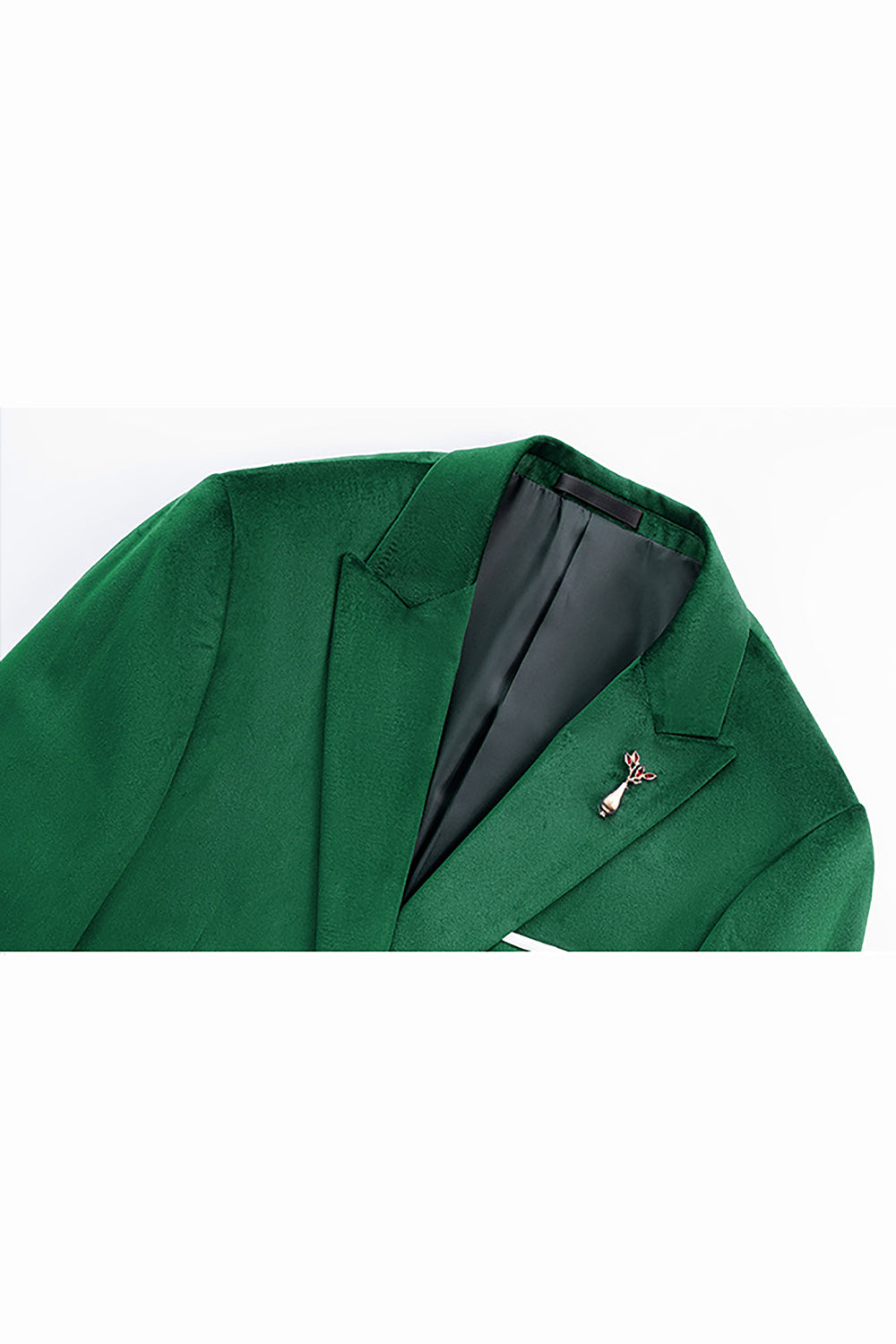Green Peak Lapel Slim Fit One Button Men's Formal Blazer