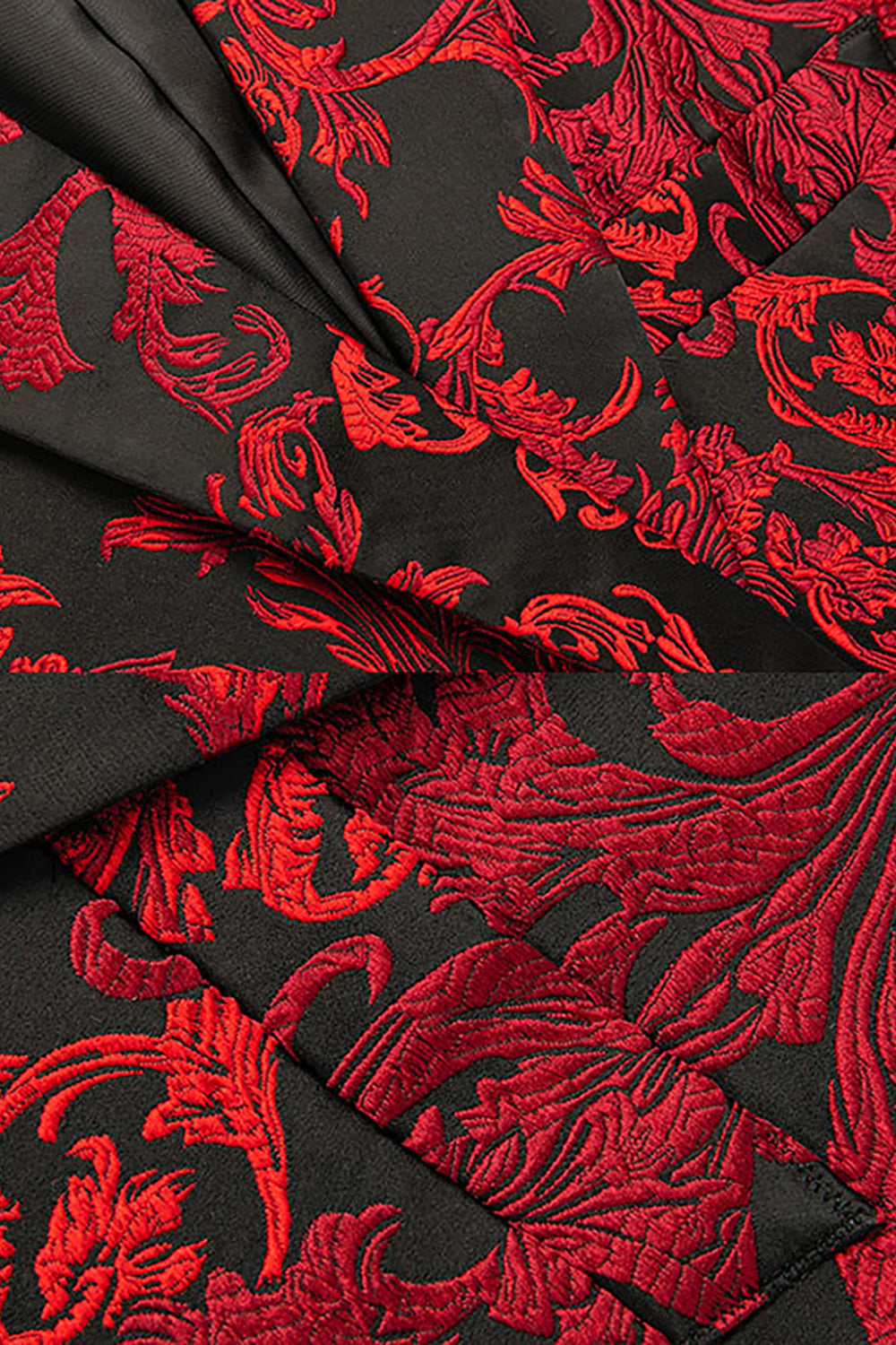 Red Floral Printed Notched Lapel Slim Fit Men's Formal Blazer