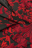 Red Floral Printed Notched Lapel Slim Fit Men's Formal Blazer
