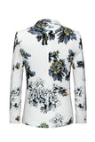 Floral White Slim Fit Notched Lapel Men's Formal Blazer