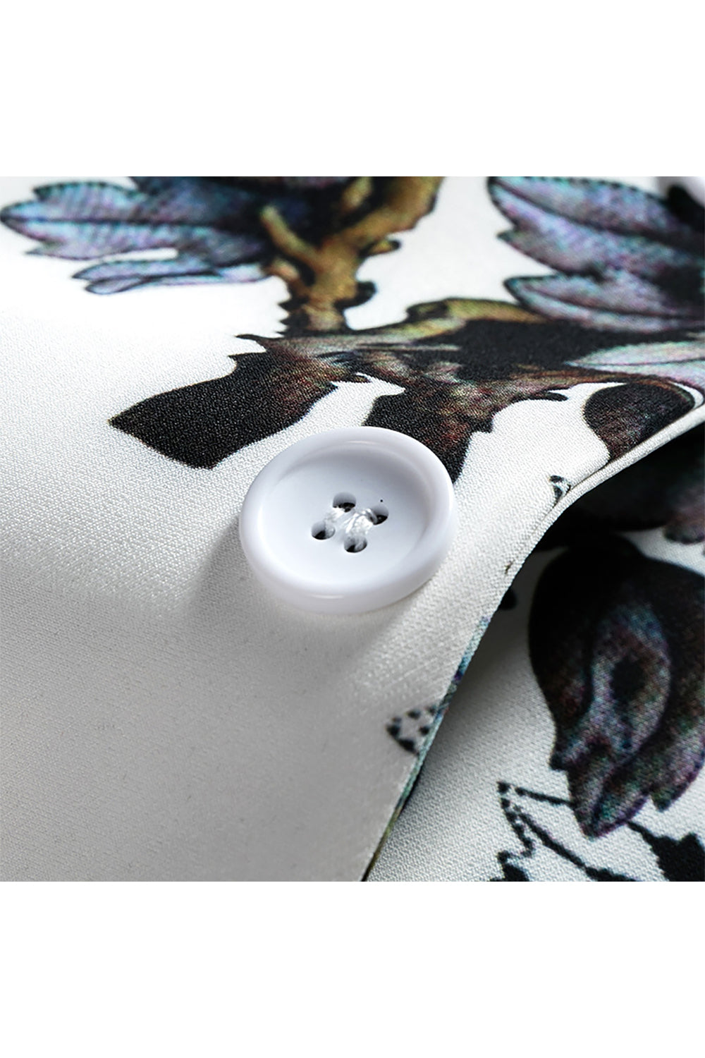 Floral White Slim Fit Notched Lapel Men's Formal Blazer