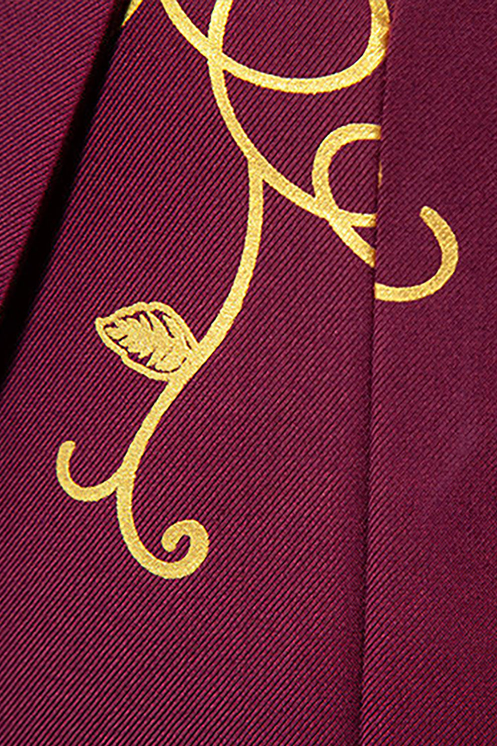 Burgundy Flower Print One Button Notched Lapel Men's Formal Blazer