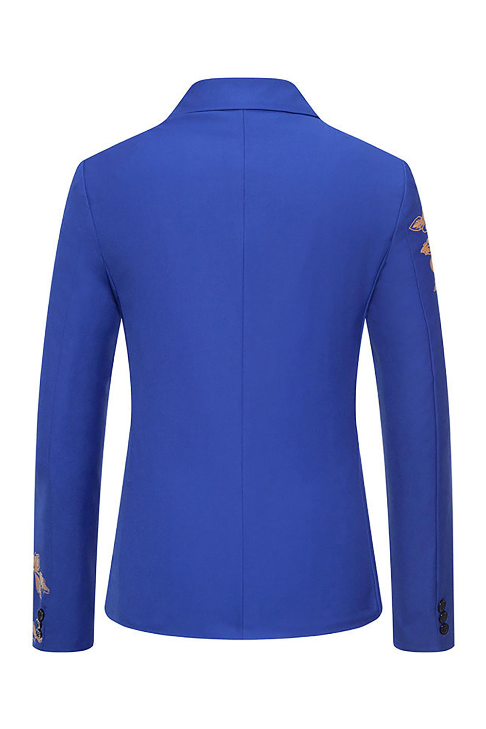 Burgundy Flower Print One Button Notched Lapel Men's Formal Blazer