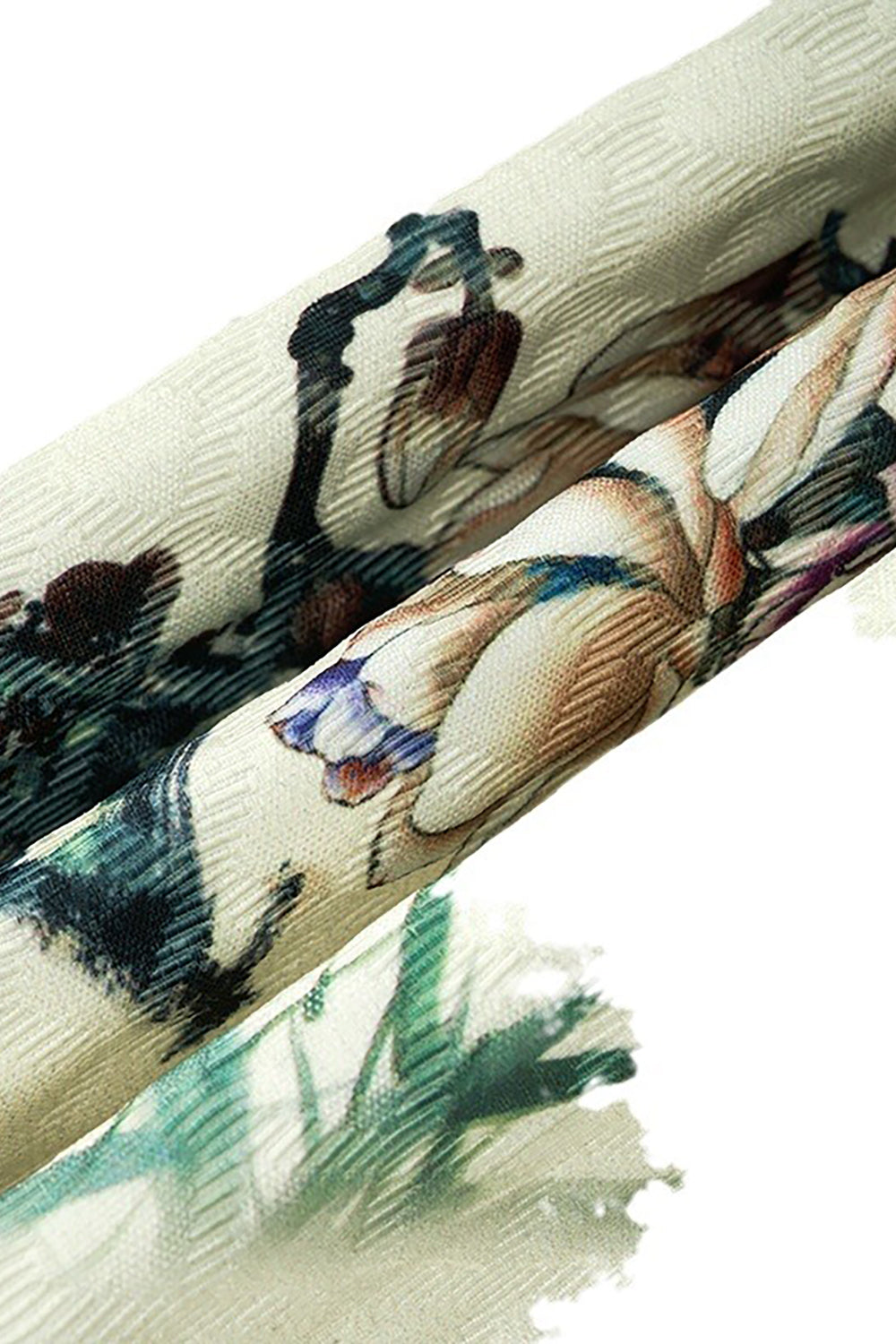 Ivory Floral Slim Fit One Button Notched Lapel Men's Formal Blazer