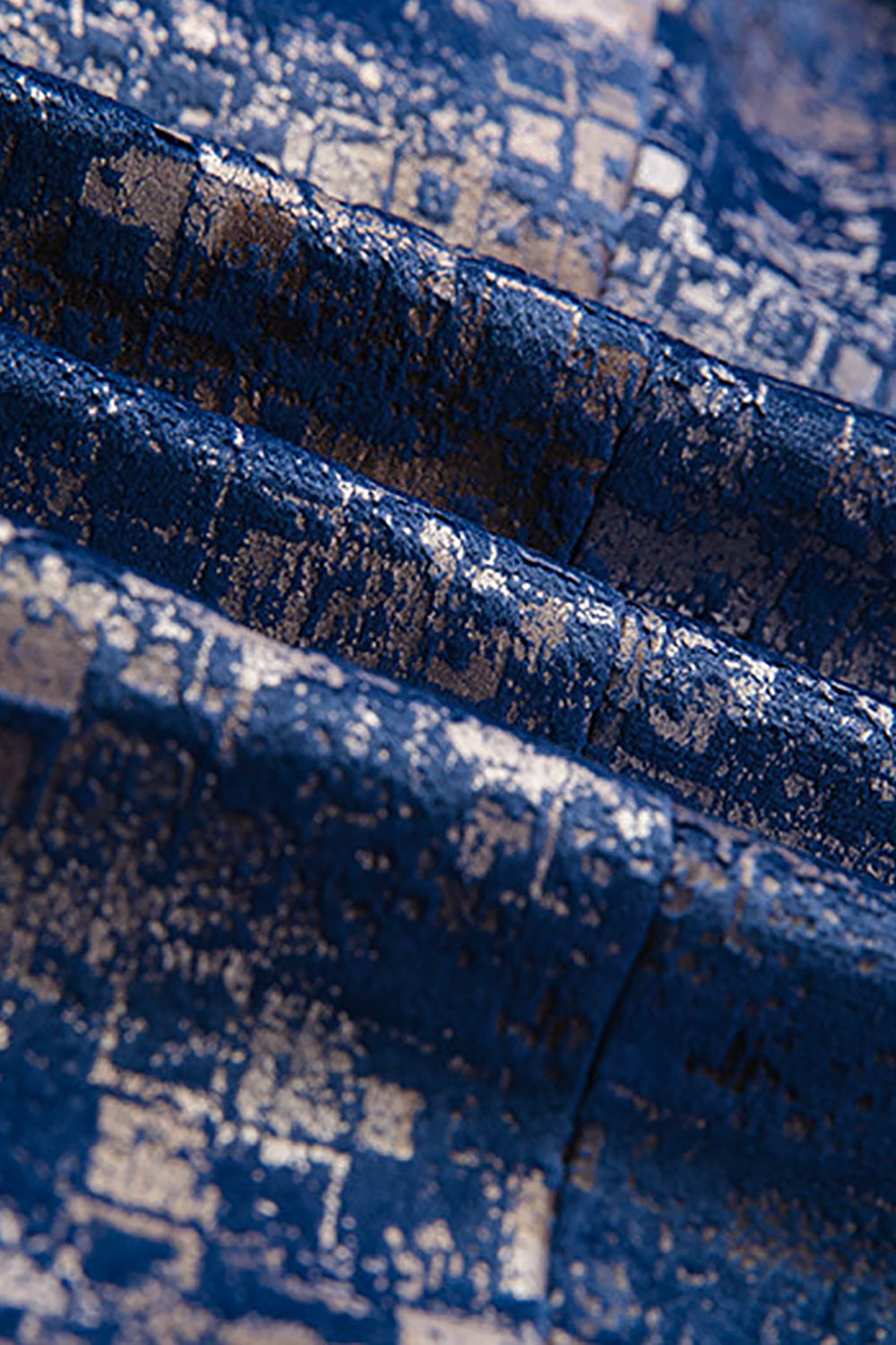 Men's Blue Printed Notched Lapel One Button Formal Blazer