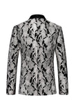 Silver Shawl Lapel Printed Men Formal Blazer