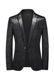 Black Notched Lapel One Button Men's Formal Blazer with Pockets